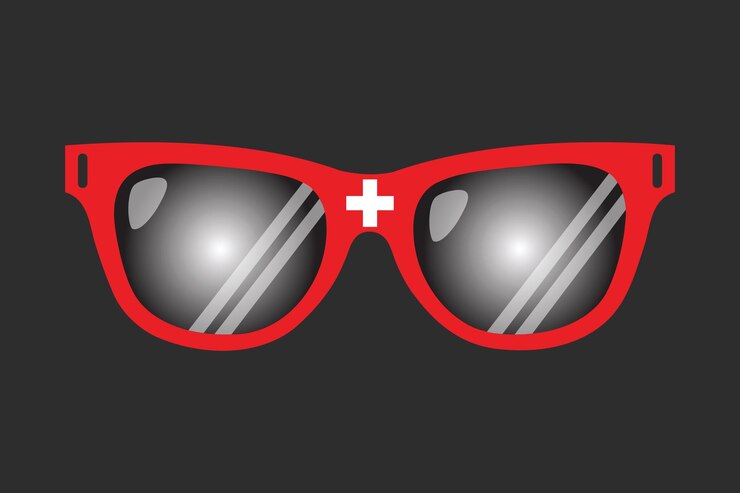 Vektör sunglasses with switzerland flag switzerland flag vector graphic