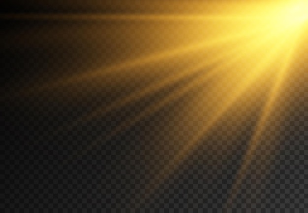 Sunlight with bright explosion flare light magic sparkles sun rays yellow beam effect