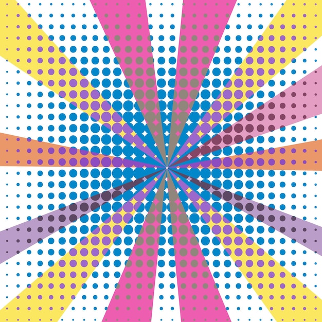 sunset background with colored stripes abstract geometric rainbow dots rounded background retro vintage style vector pop art template