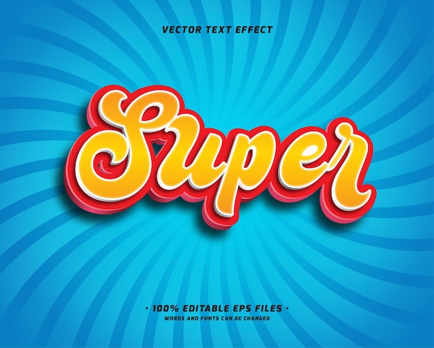 super 3d editable text effect vector illustration