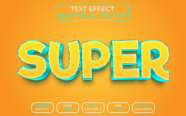 super 3d text effect editable eps vector file