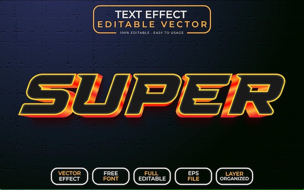 super 3d text effect editable eps vector file