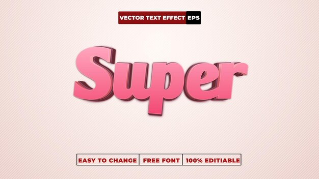 super 3d vector text effect fully editable high quality