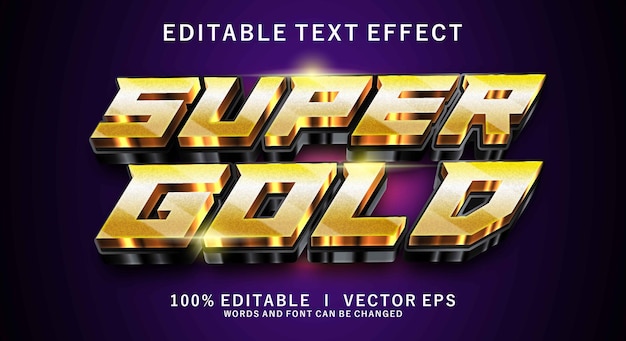 super gold 3d vector text effect with modern style design