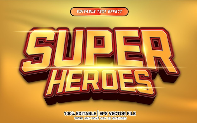 super heroes 3d text effect editable template design games luxury font headline