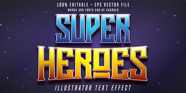super heroes editable text effect blue golden style 3d font