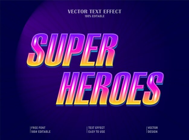 Super heroes text effect vector design 3d text effect design
