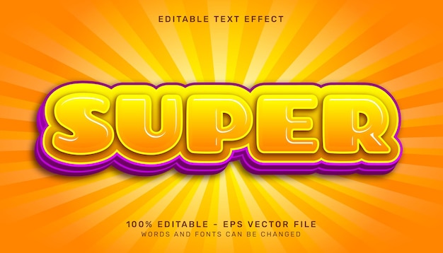 Super med orange farve 3d tekst effekt og redigerbar tekst effekt