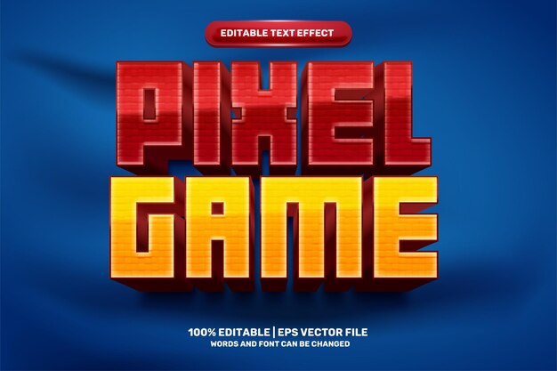 Super pixel game hero 3d editable text effect
