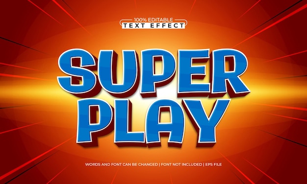 super play editable text effect with a play game and kids text style