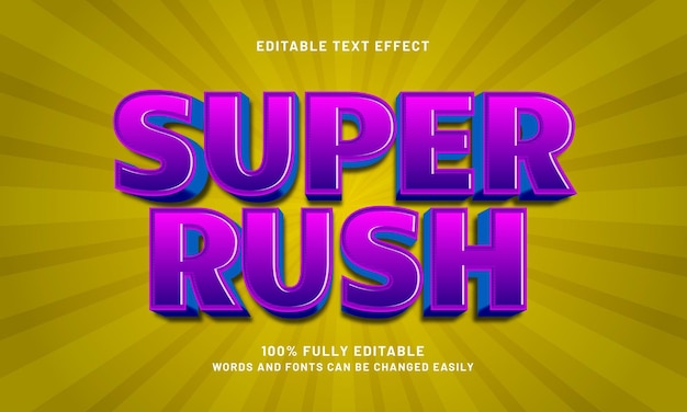 super rush editable text effects with a game and kids theme