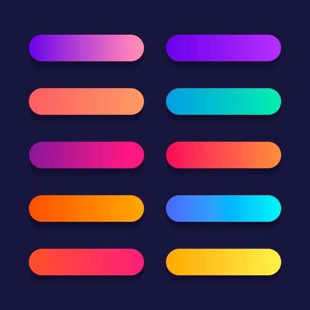 Super sæt af knap gradient stil med skygge til hjemmeside, ui, mobil app.