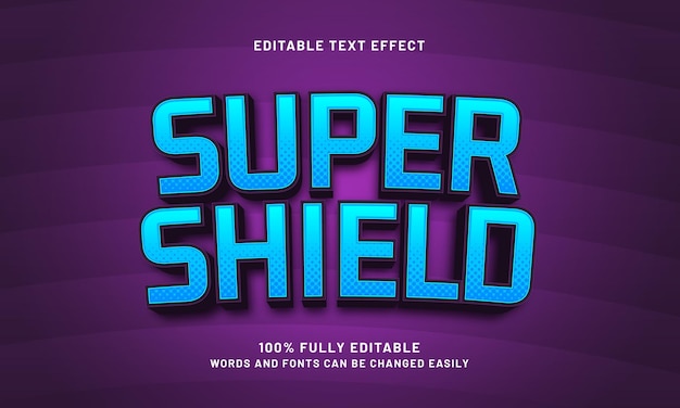 super shield editable text effect with a brave hero and super theme