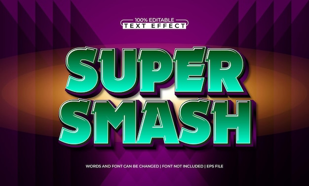 super smash editable text effect with a hero and punch text style