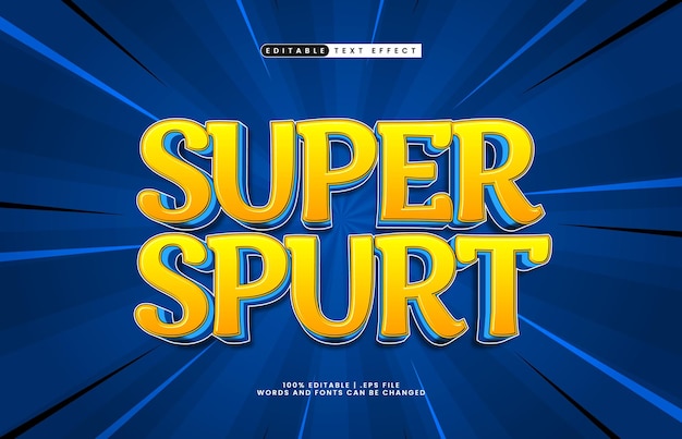 super spurt editable text effect with a power and kids text style