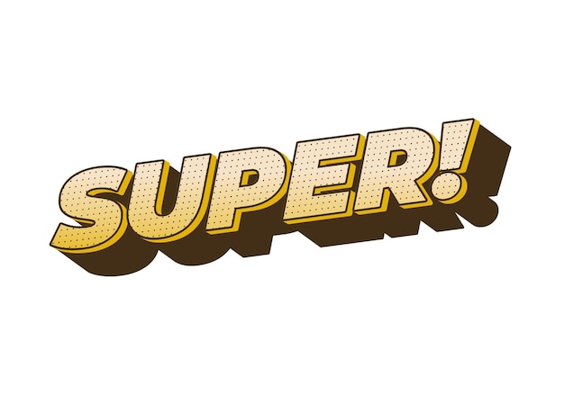 Super Text effect in colorful style with 3D look