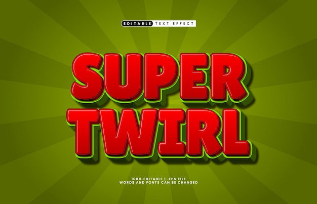 super twirl editable text effect with a super and kids text style