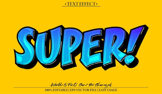super vector text effect editable alphabet blue cartoon comic