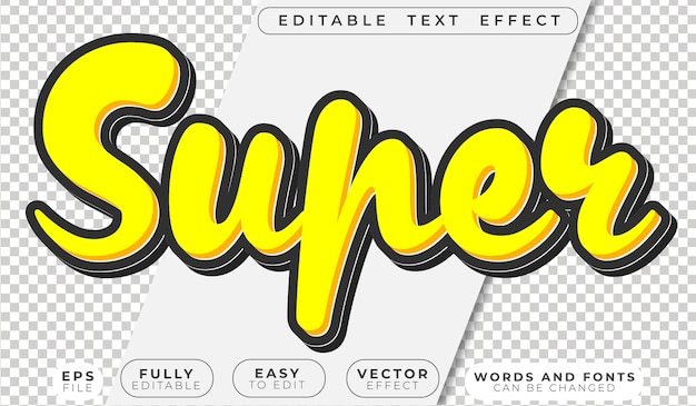 Super Yellow Hero Happy Fully Editable Vector Text File
