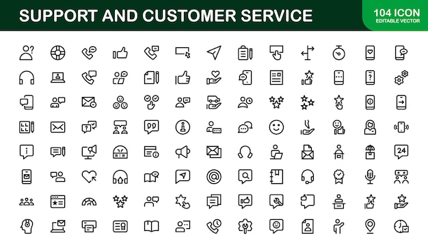 support and customer service icon set scalable icons for client care troubleshooting service
