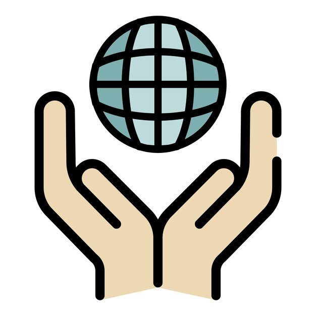 support palm globe icon outline support palm globe vector icon color flat isolated