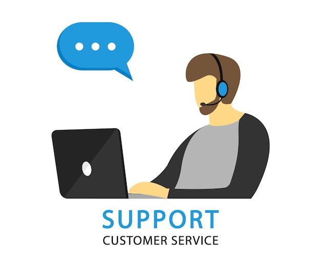 Support service operator with speech bubble