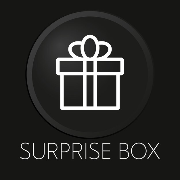 surprise box minimal vector line icon on 3d button isolated on black background premium vectorxa
