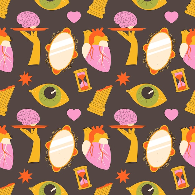 surrealism geometric pattern Abstract psychedelic seamless pattern