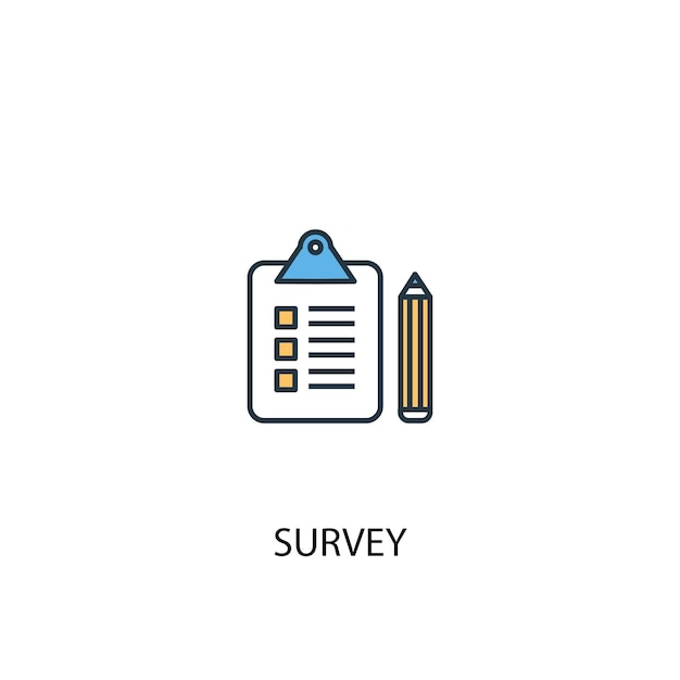 Survey concept 2 colored line icon. Simple yellow and blue element illustration. survey concept outline symbol design