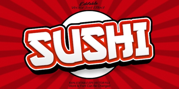 sushi vector text effect editable alphabet seafood cartoon japanese red fish