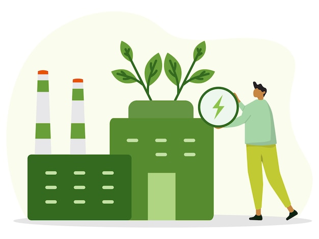 Sustainable clean industrial factory renewable energy sources and green electricity