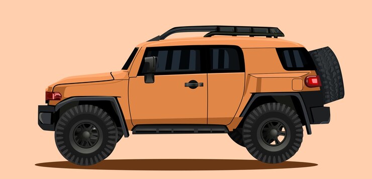 SUV car on the road Side View