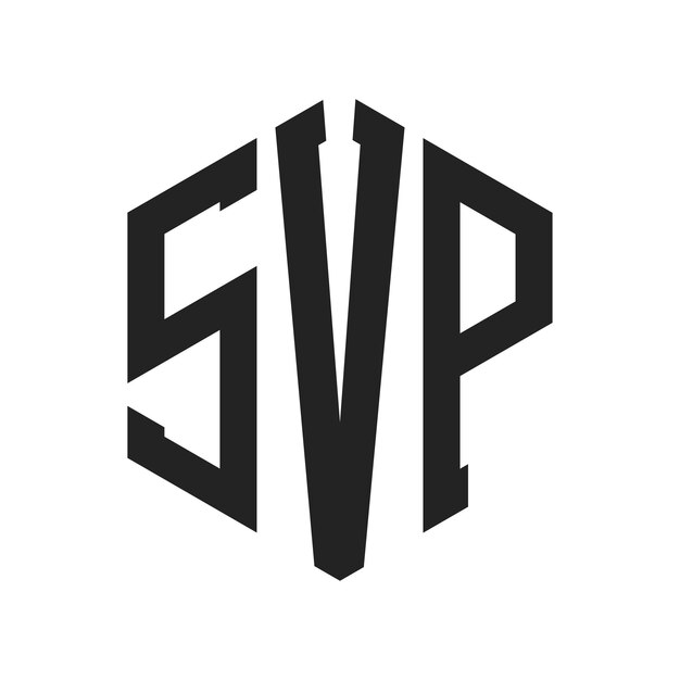 svp logo design initial letter svp monogram logo using hexagon shape