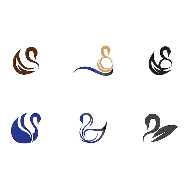 Swan logo and symbol images illustration design