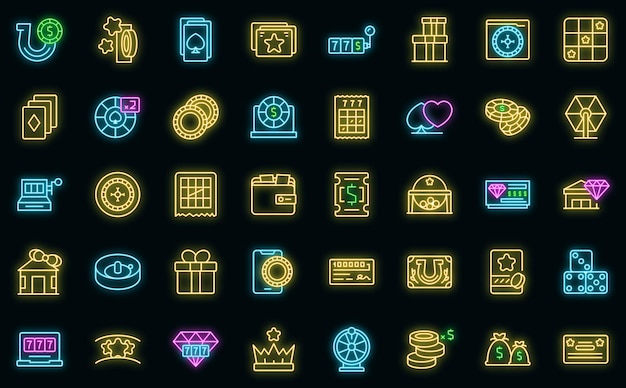 sweepstake icons set outline vector chance activity vector neon