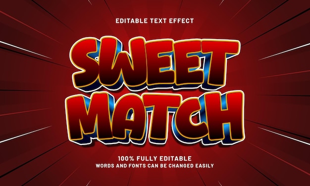 sweet match editable text effect with a play and game text style