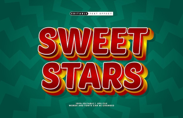 sweet stars editable text effect with a kids and game text style