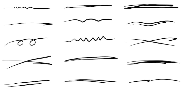 Vektör swift crossed and wavy underlines underline markers collection vector illustration of scribble lines isolated on white background