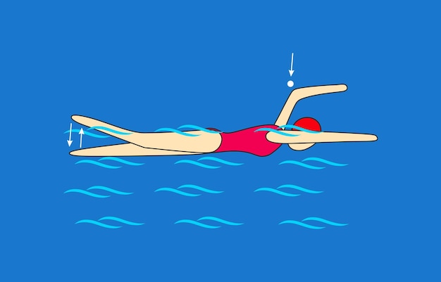 Swim crawl without breathing fixing the position of the carried arm at the highest point