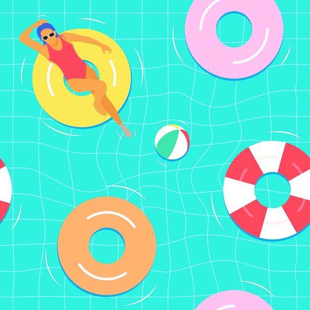 Swimming Seamless Pattern