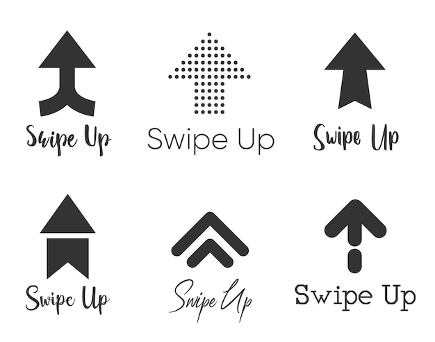 Swipe up set of buttons for social media. Arrows and web buttons for advertising and marketing.