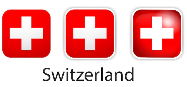 Switzerland flag vector icons set in the shape of rounded square