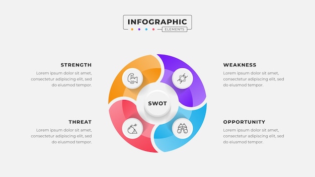 swot analysis infographic template with icons