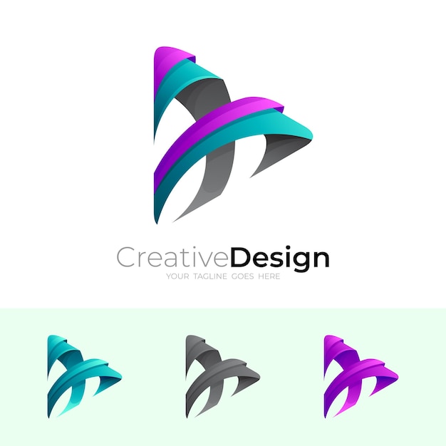 Symbol play logo with colorful design vector