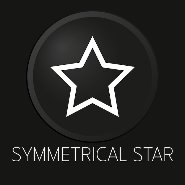 symmetrical star minimal vector line icon on 3d button isolated on black background premium vector