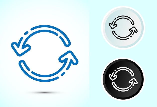 Sync processing icon design Synchronization or reset icon Reload sign Color black and white