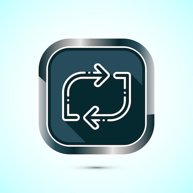 Sync processing icon design Synchronization or reset icon Reload sign Gray shadow button design