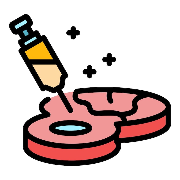 Syringe and food icon Outline syringe and food vector icon color flat isolated