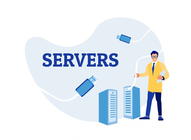 Sysadmin mandlig ingeniør, der arbejder med serverrack