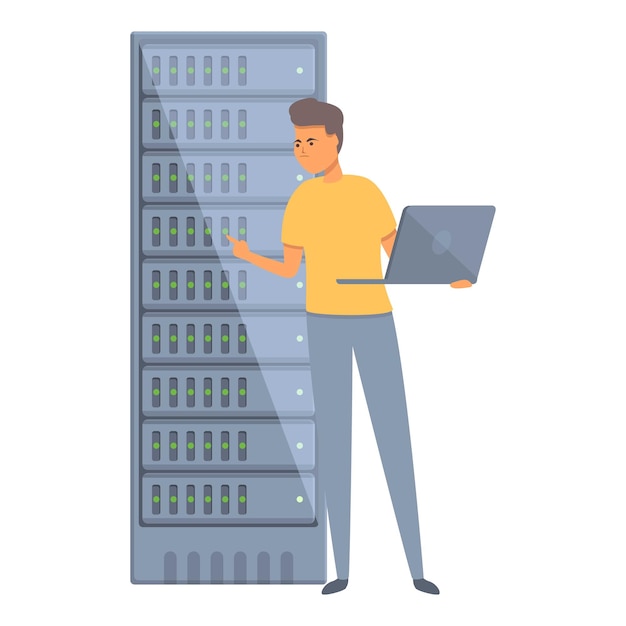 system administrator icon cartoon vector computer server engineer network